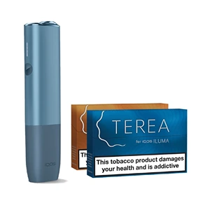 iqos iluma one heated tobacco device starter kit with tobacco refills azure blue 2 ARCTIC HEAT VAPES